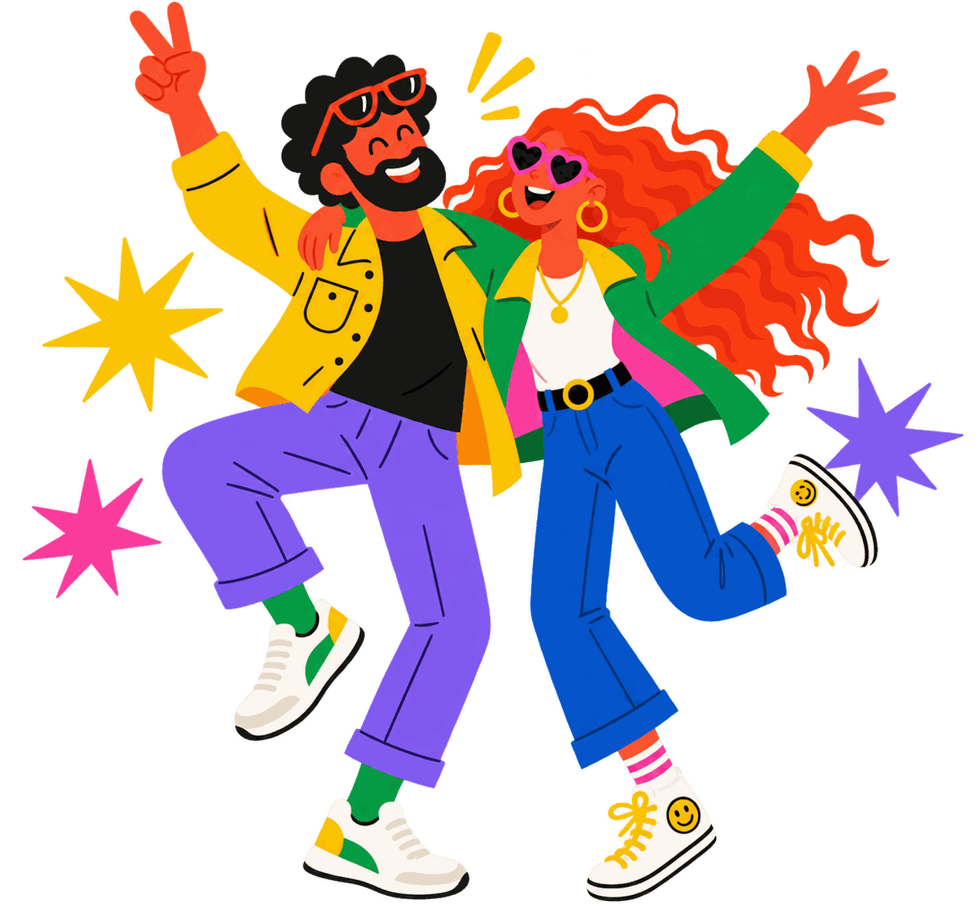Two people celebrating