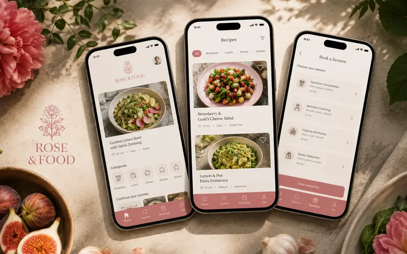 Rose and Food iOS app and brand identity
